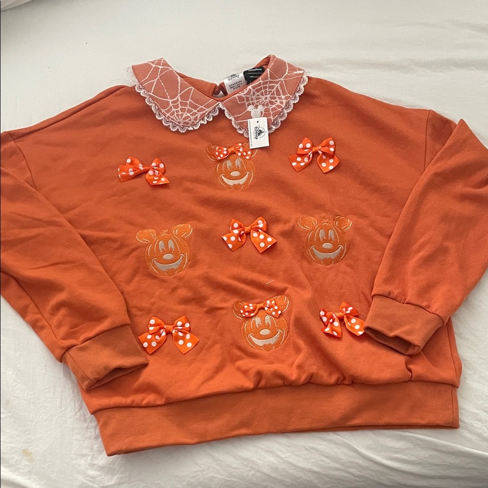 Disney Orange Pumpkin Sweater with Bow Details